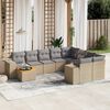 vidaXL 10-tlg. Garten-Sofagarnitur mit Kissen Beige Poly Rattan