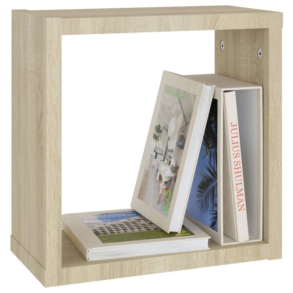 vidaXL W&uuml;rfelregale 4 Stk. Wei&szlig; und Sonoma-Eiche 30x15x30 cm