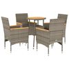 vidaXL 5-tlg. Garten-Essgruppe mit Kissen Grau Poly Rattan Akazie