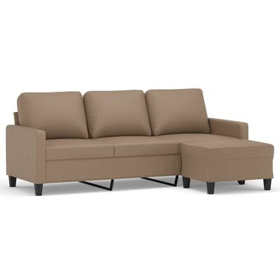 vidaXL 3-Sitzer-Sofa mit Hocker Cappuccino-Braun 180 cm Kunstleder