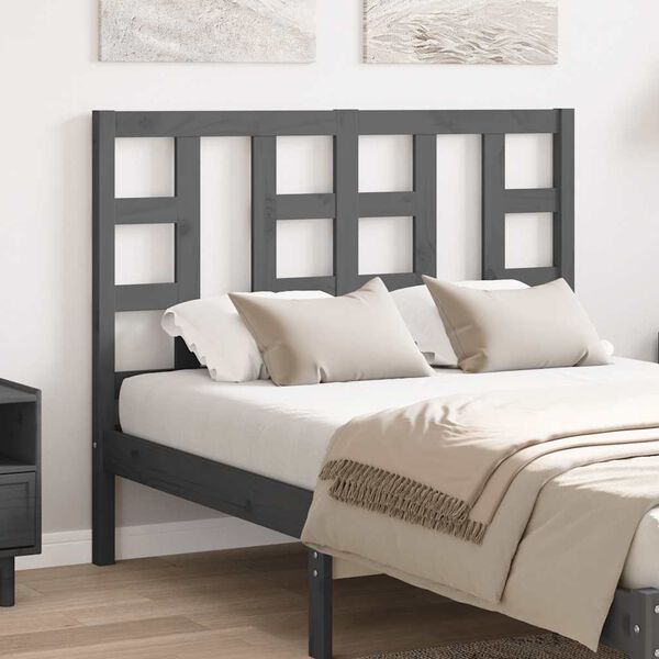vidaXL Kopfteil Grau 126x4x100 cm Massivholz Kiefer