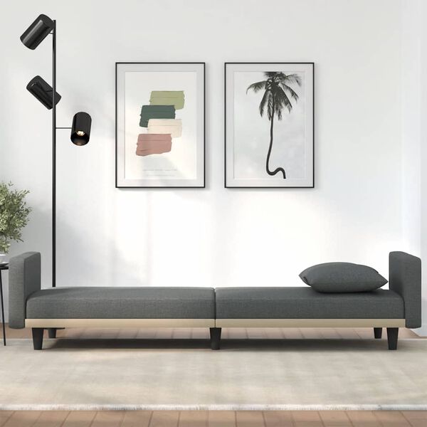 vidaXL Schlafsofa mit Kissen Dunkelgrau Stoff