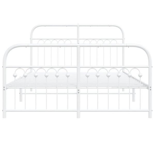 vidaXL Bettgestell mit Kopf- und Fu&szlig;teil Metall Wei&szlig; 137x190 cm