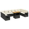 vidaXL 11-tlg. Garten-Sofagarnitur mit Kissen Schwarz Poly Rattan