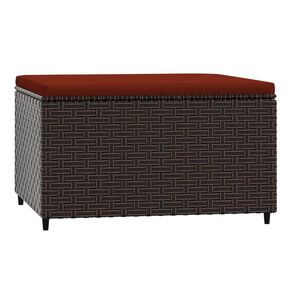 vidaXL Gartenhocker mit Kissen Braun Poly Rattan