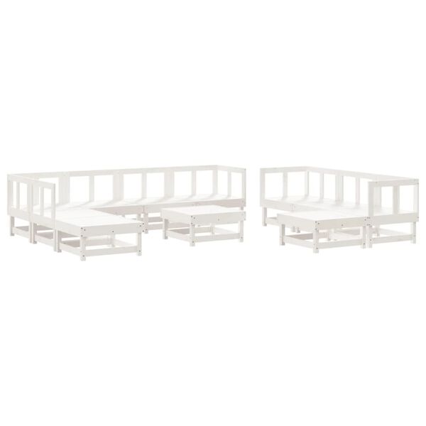 vidaXL 11-tlg. Garten-Lounge-Set Wei&szlig; Massivholz Kiefer