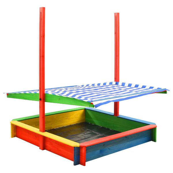 vidaXL Sandkasten mit Verstellbarem Dach Tannenholz Bunt UV50