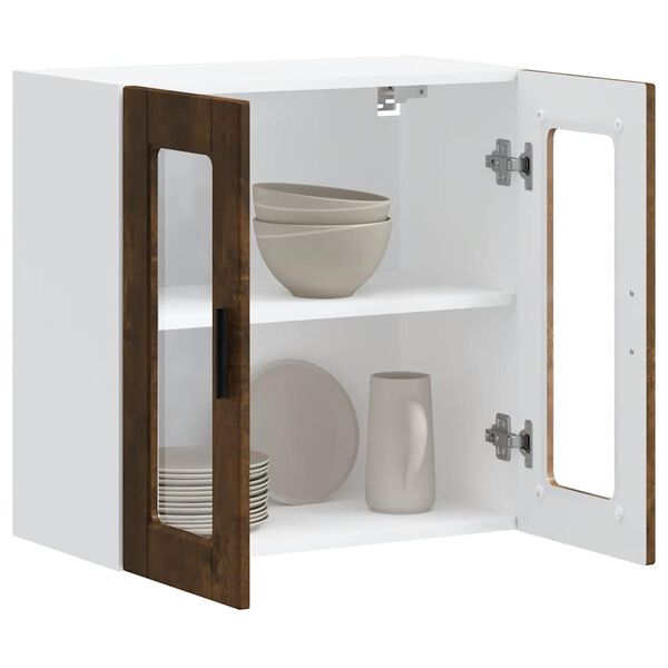 vidaXL K&uuml;chen-H&auml;ngeschrank mit Glast&uuml;r Porto R&auml;uchereiche