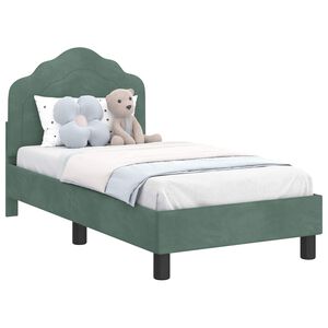 vidaXL Kinderbettgestell mit Kopfteil Meergr&uuml;n 70 x 140 cm Samt
