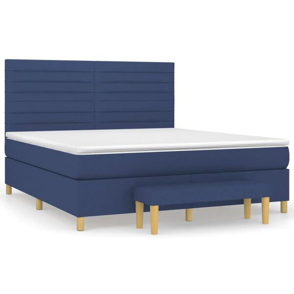 vidaXL Boxspringbett mit Matratze Blau 160x200 cm Stoff