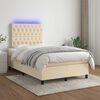 vidaXL Boxspringbett mit Matratze & LED Creme 120x190 cm Stoff