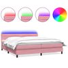 vidaXL Boxspringbett mit Matratze & LED Rosa 180x220 cm Samt