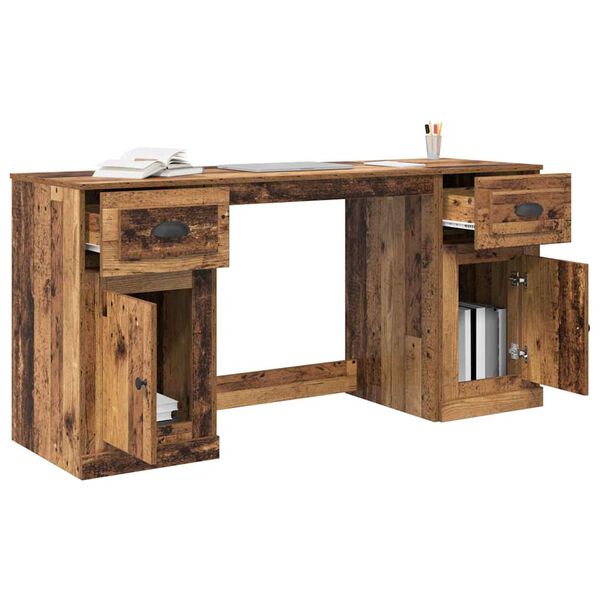 vidaXL Schreibtisch mit Schrank mit T&uuml;r Altholz 154,5 x 50 x 75 cm