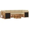 vidaXL Outdoor-Sofagarnitur 8 pcs Natur und Beige Massivholz Akazie