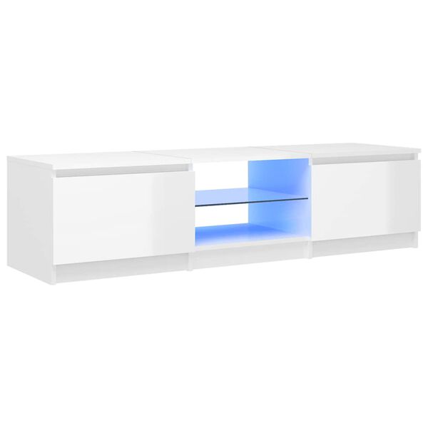 vidaXL TV-Schrank mit LED-Leuchten Hochglanz-Wei&szlig; 140x40x36 cm