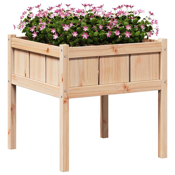 vidaXL Garten-Pflanzgef&auml;&szlig; Natur 70 x 70 x 70 cm Massives Kiefernholz