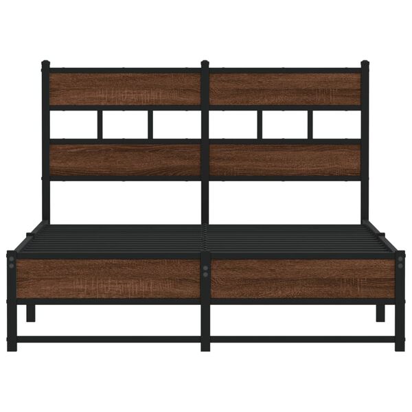 vidaXL Metallbett ohne Matratze Eichen-Optik 120x190 cm