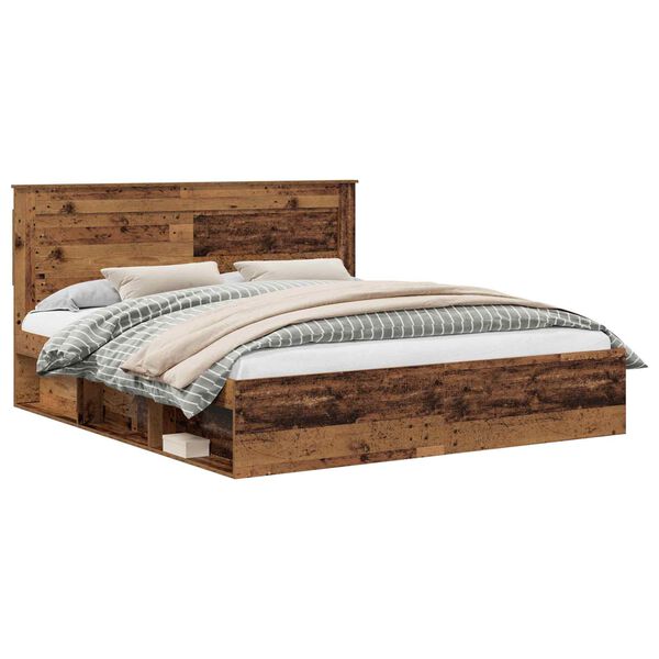 vidaXL Bettrahmen Altholz 200 x 200 cm Massives Kiefernholz