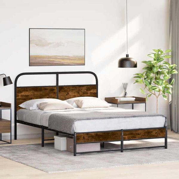 vidaXL Bettgestell ohne Matratze 120x200 cm R&auml;uchereiche Holzwerkstoff