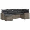 vidaXL 6-tlg. Garten-Sofagarnitur mit Kissen Grau Poly Rattan