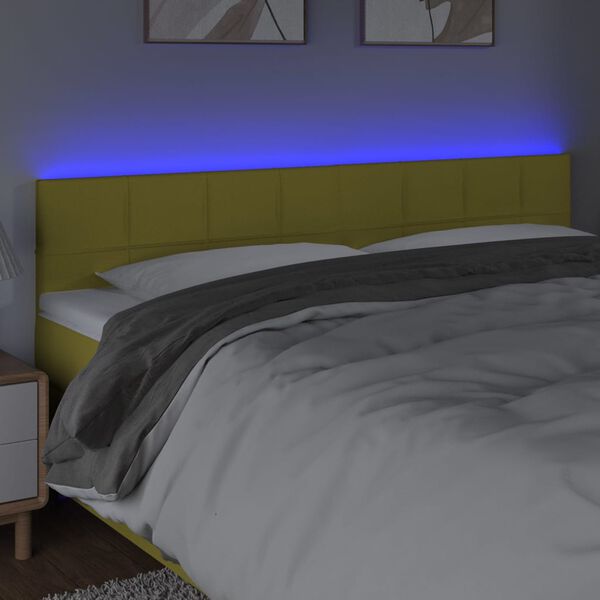 vidaXL LED Kopfteil Gr&uuml;n 180x5x78/88 cm Stoff
