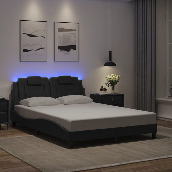 vidaXL Bettgestell "Viana" mit LED ohne Matratze Grau 120x200 cm