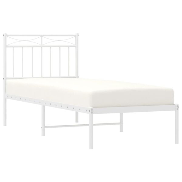 vidaXL Metallbett ohne Matratze mit Kopfteil Wei&szlig; 75x190 cm