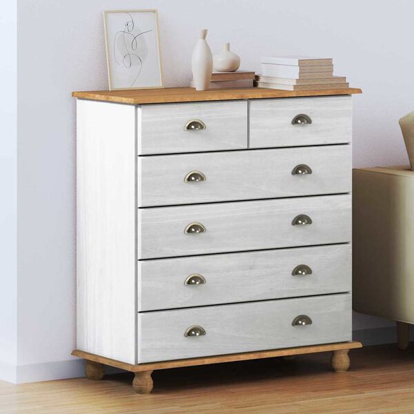 vidaXL Schubladenkommode mit Schubladen ASKIM Wei&szlig; 91 x 40 x 95,5 cm