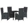 vidaXL Garten Essgruppe mit Kissen 5 pcs Schwarz Poly-Rattan