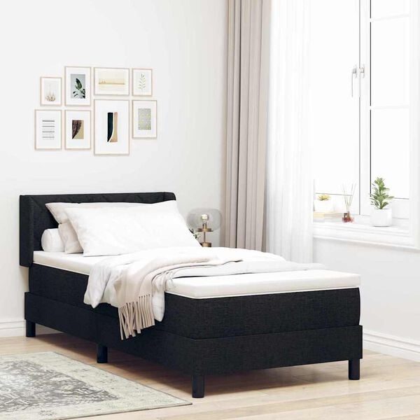 vidaXL Boxspringbett mit Matratze Schwarz 200 x 100 cm Polyester