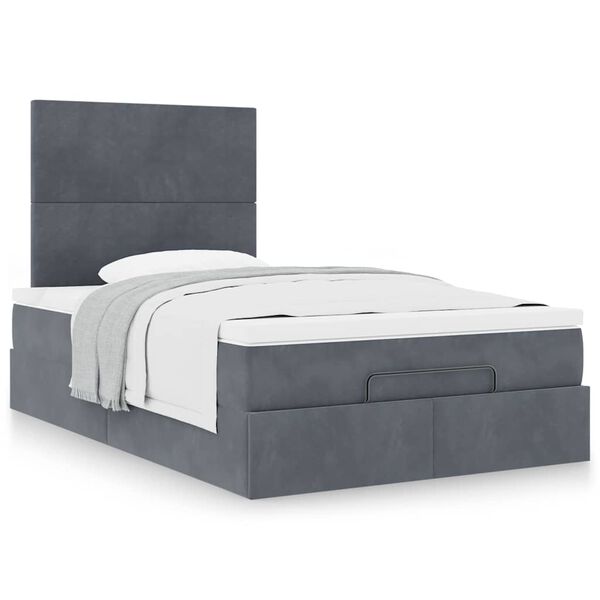 vidaXL Ottoman-Bett mit Matratzen Dunkelgrau 120x200 cm Samt
