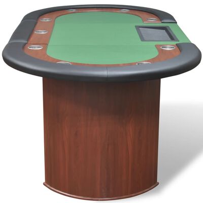 vidaXL Pokertisch für 10 Spieler mit Dealerbereich und Chipablage Grün