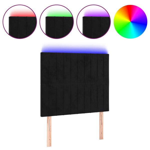 vidaXL LED Kopfteil Schwarz 100x5x118/128 cm Samt