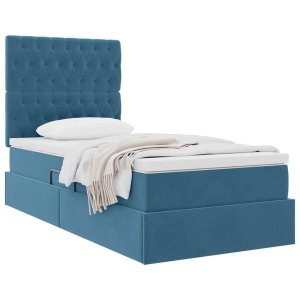vidaXL Aufbewahrungsbett mit Matratze Dunkelblau 90 x 200 cm Samt