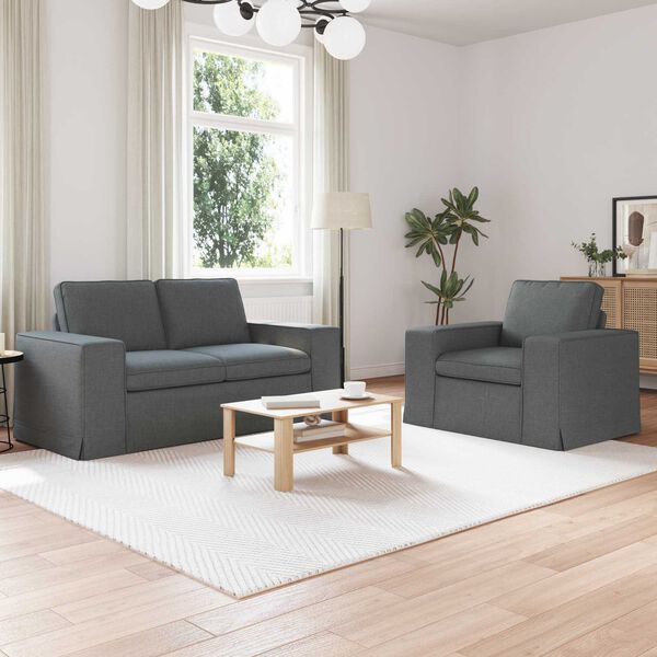 vidaXL Sofa 2 pcs Dunkelgrau