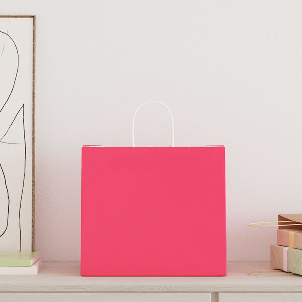 vidaXL Papiertragetaschen 250 Stk. mit Henkeln Rosa 32x22x28 cm