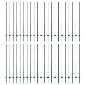 vidaXL Zaunpfosten 44 pcs Gr&uuml;n 200 cm Stahl