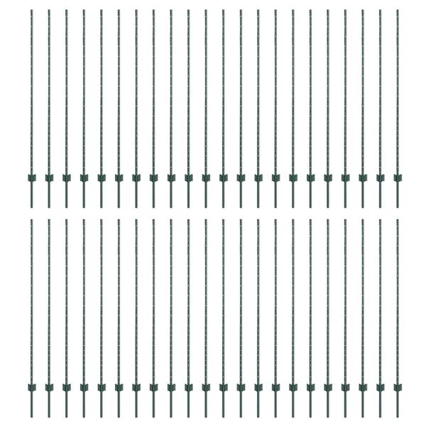 vidaXL Zaunpfosten 44 pcs Gr&uuml;n 200 cm Stahl