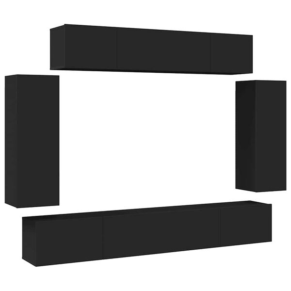 vidaXL 6-tlg. TV-Schrank-Set Schwarz Holzwerkstoff