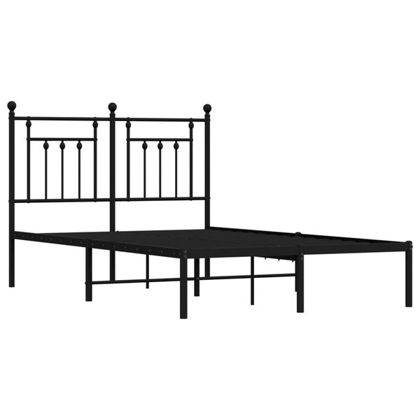 vidaXL Bettgestell mit Kopfteil Metall Schwarz 120x190 cm