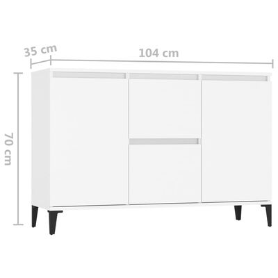 vidaXL Sideboard Weiß 104x35x70 cm Holzwerkstoff