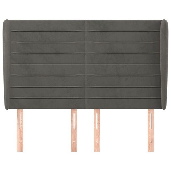 vidaXL Kopfteil mit Ohren Dunkelgrau 147x23x118/128 cm Samt
