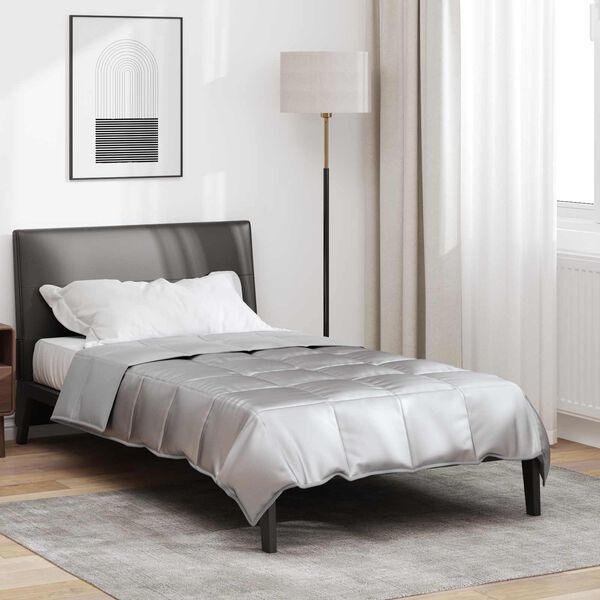 vidaXL Ganzjahresbettdecke Silber 220 x 135 cm Satin und Mikrofaser