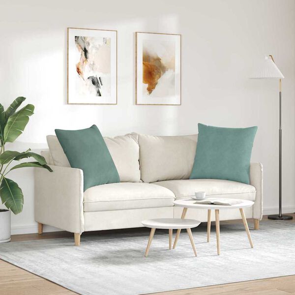 vidaXL Sofakissen 2 St&uuml;ck Meergr&uuml;n 60 x 60 cm Cordstoff