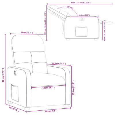 vidaXL Relaxsessel Elektrisch Schwarz Stoff