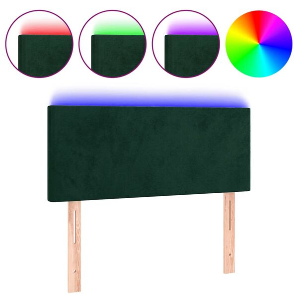 vidaXL LED Kopfteil Dunkelgr&uuml;n 90x5x78/88 cm Samt