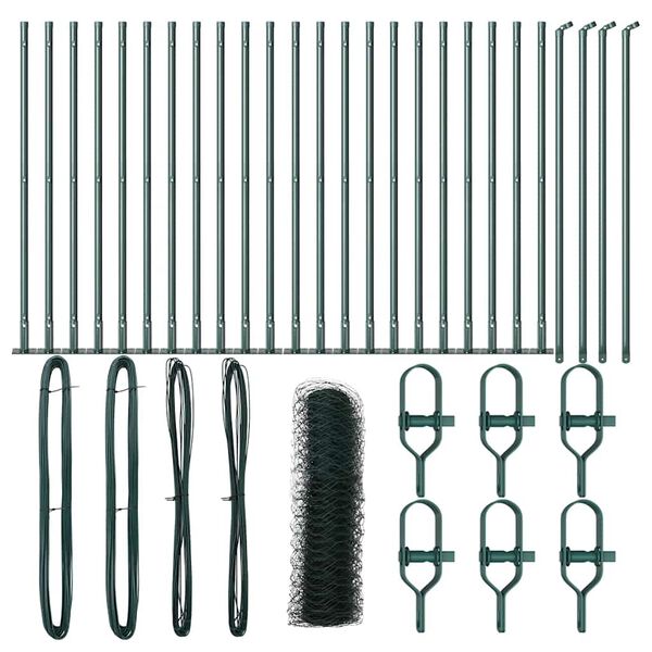 vidaXL Zaunpfosten Gr&uuml;n 50 x 0,5 m (36 mm Netz) Stahl und PVC