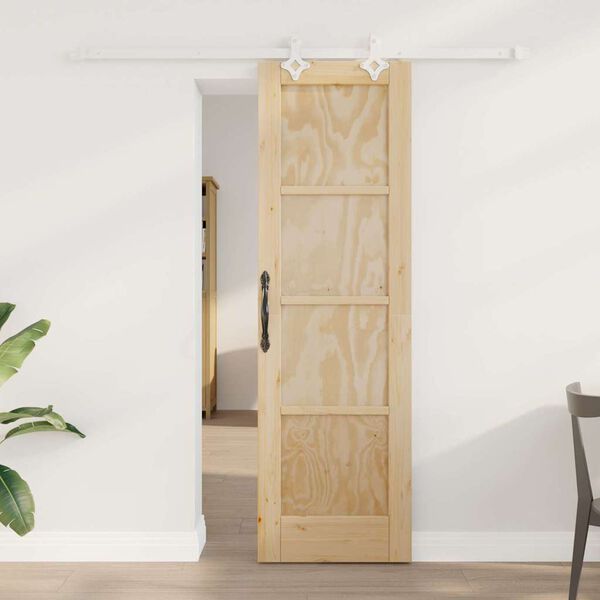 vidaXL Schiebet&uuml;r Braun 61 x 198,5 cm Massives Kiefernholz