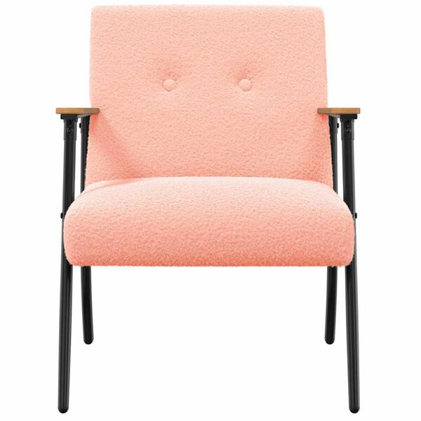 vidaXL Sessel Rosa 59 x 75 x 78 cm Lockiger woll&auml;hnlicher Stoff