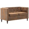 vidaXL Chesterfield-Sofa 2-Sitzer Stoffbezug Braun Wildleder-Optik